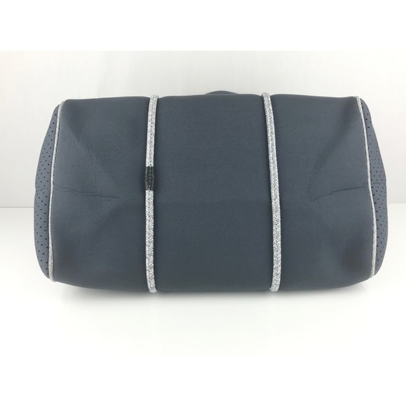 QOGIR Gray Neoprene Tote Bag Red White Stripe‎ Beach Travel Zipper Pouch - Picture 7 of 16